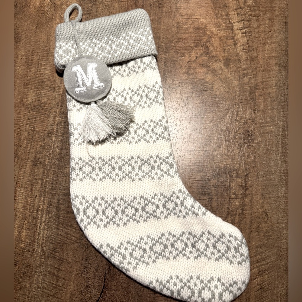 KNIT FAIR ISLE MONOGRAM STOCKING M